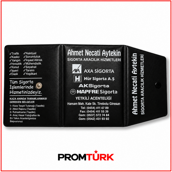 Çıtçıtlı Mavi Siyah Baskılı Promosyon Ruhsat Kabı